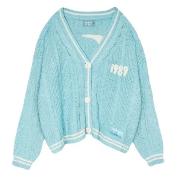 (XS/S) Taylor Swift 1989 (Taylor’s Version) Cardigan Blue White - Picture 2 of 6